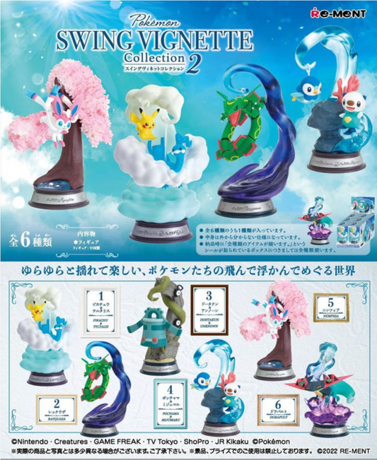 Re-Ment Pokémon Swing Vignette Collection Vol. 2 Blind Box | Pokémon Mini Figure Diorama | 6 Possible Designs | Official Re-Ment Japan