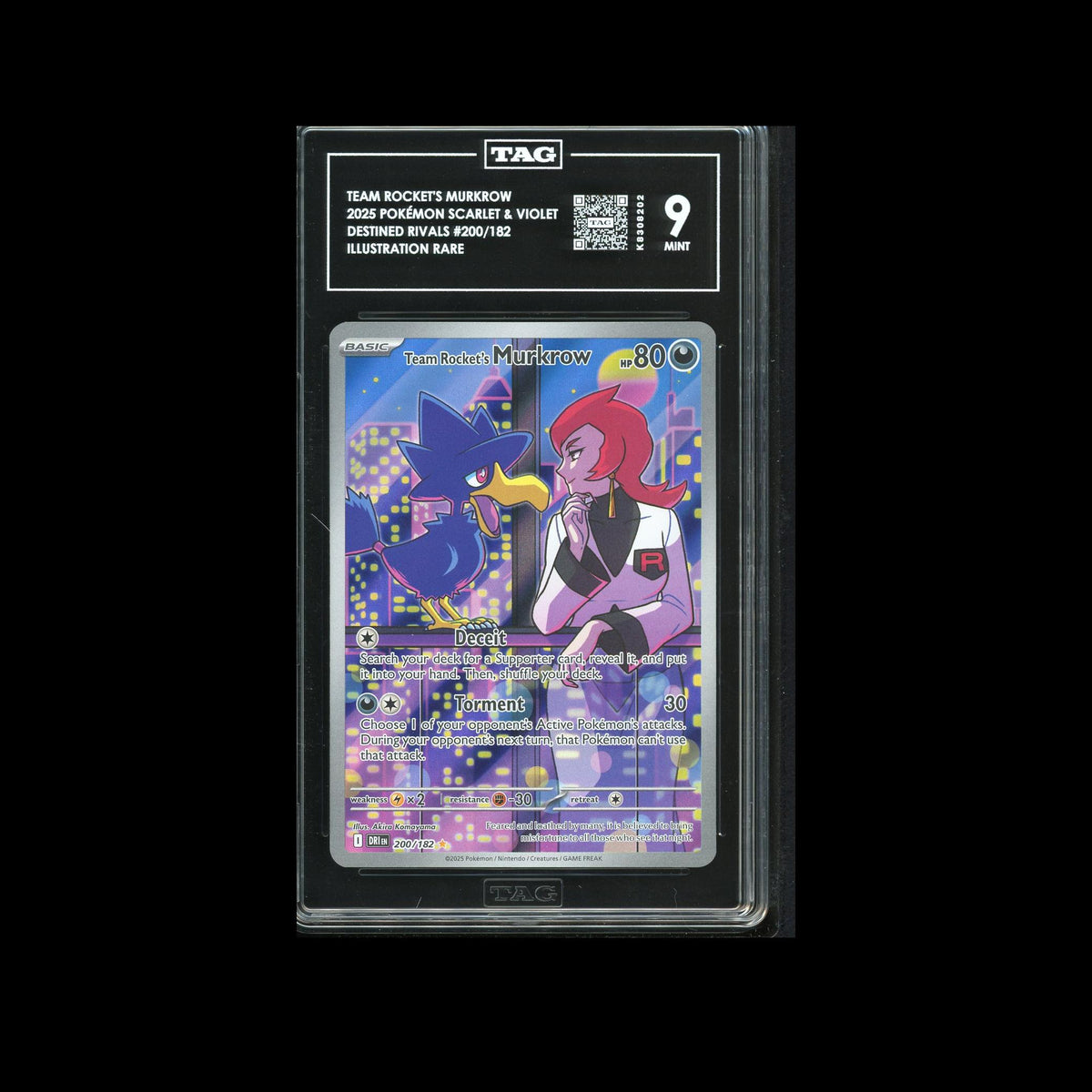 Pokémon Team Rocket's Murkrow – Destined Rivals IR 200/182| TAG 9 Mint Graded Card