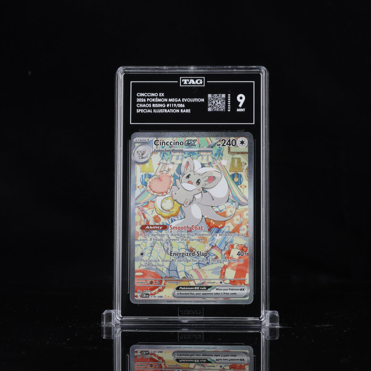 Pokémon Cinccino ex – Chaos Rising SIR 119/086| TAG 9 Mint Graded Card