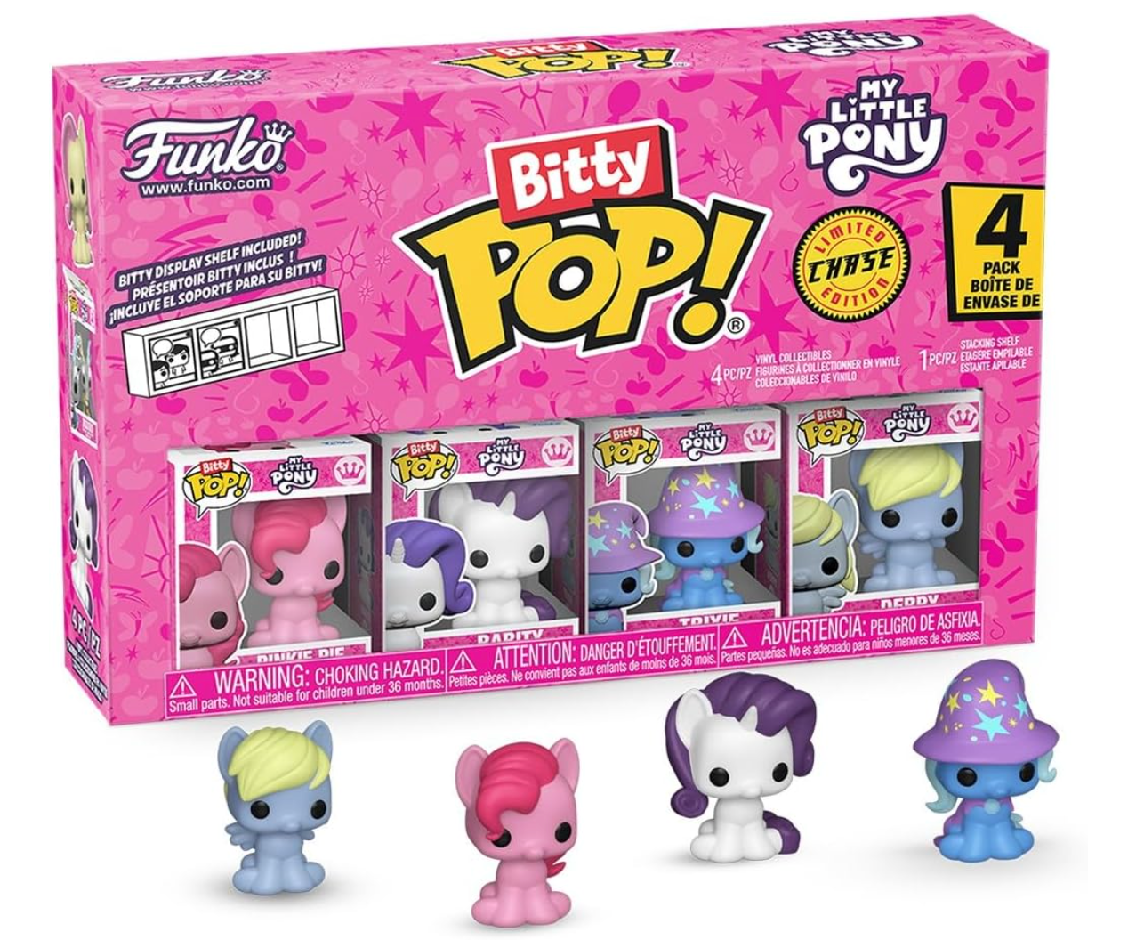 Funko Pop Bitty Pop! – My Little Pony: Pinkie Pie, Rarity, Trixie, & Derpy